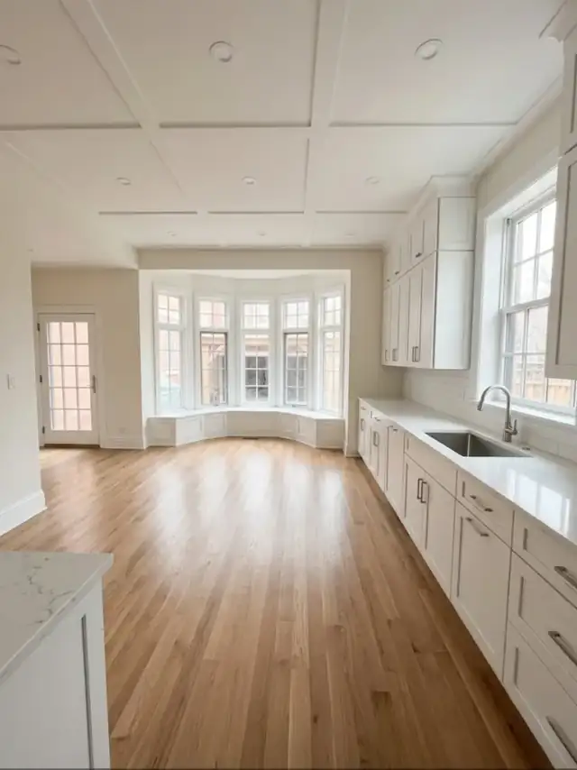 Wicker Park kitchen in Chicago after a full gut remodel, with custom cabinets in an open-concept layout